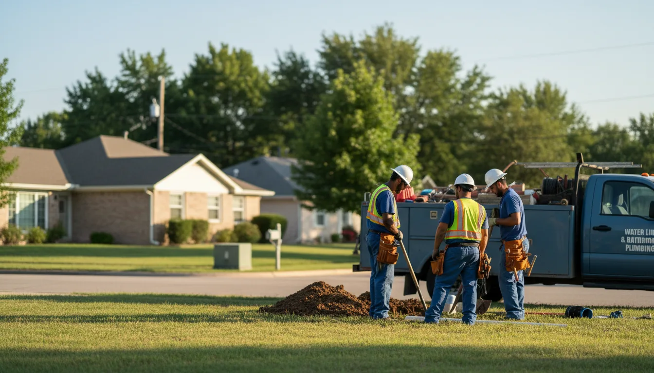 Residential water line and bathroom plumbing service in Krebs, OK